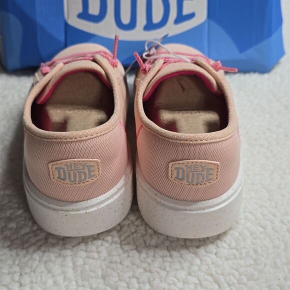 NWT Hey Dude Cody Heathered Knit Mesh Sneakers YT3 Pink - Picture 3 of 7